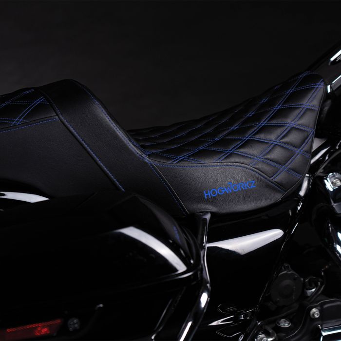 Rise Up Seat for Harley® Touring '08-'25 (Diamond / Blue Stitch) - Image 8