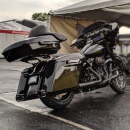Atlas Silver Metallic Chopped Tour Pack w/ Full Backrest & Black Hardware for Harley® Touring ’97-’25