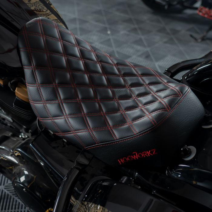 Alpha Solo Seat for Harley® Touring '08-'25 (Diamond / Red Stitch) - Image 3
