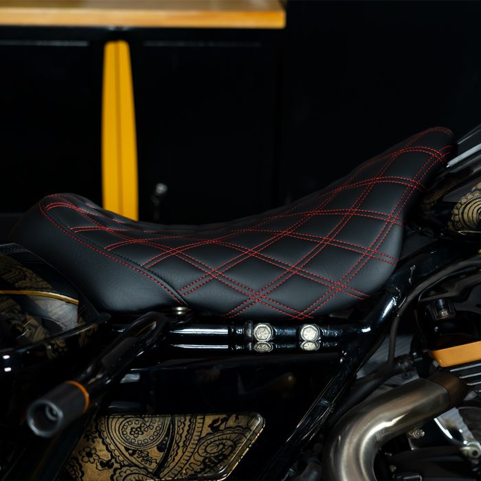 Alpha Solo Seat for Harley® Touring '08-'25 (Diamond / Red Stitch) - Image 3