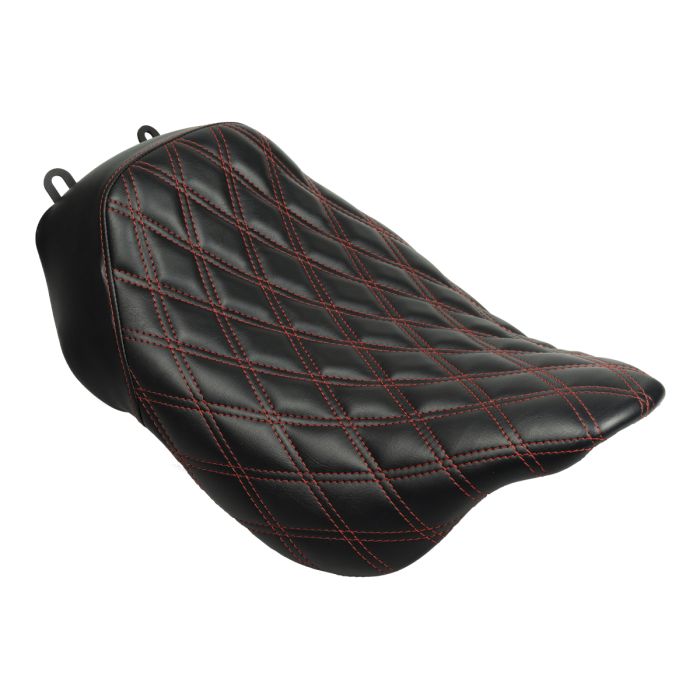Alpha Solo Seat for Harley® Touring '08-'25 (Diamond / Red Stitch)