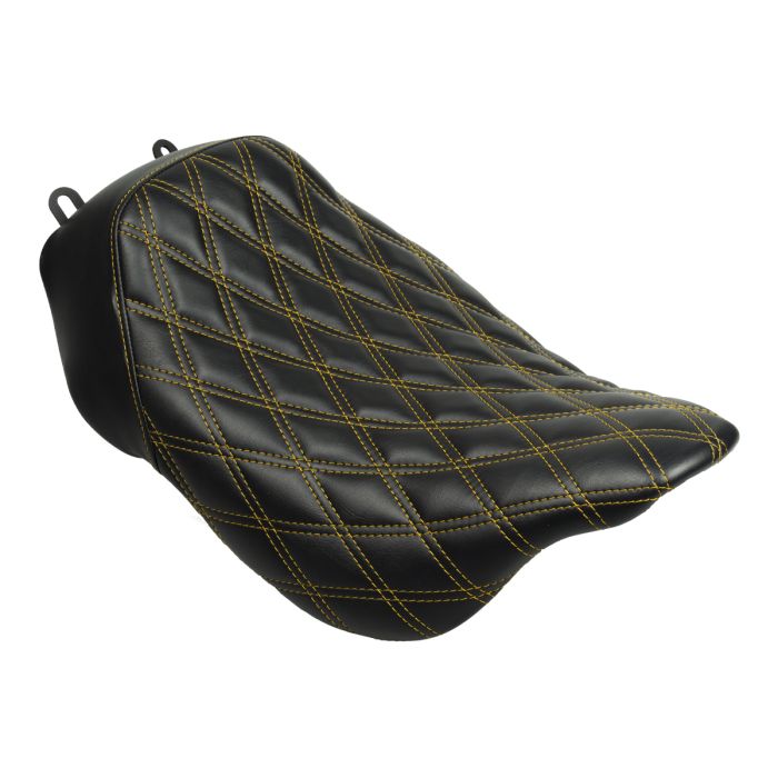 Alpha Solo Seat for Harley® Touring '08-'25 (Diamond / Gold Stitch)