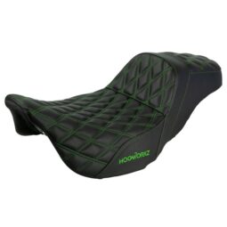 Rise Up Seat for Harley® Touring ’08-’25 (Diamond / Green Stitch)