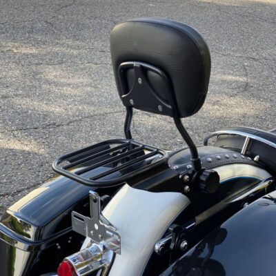 Black Sissy Bar Backrest & Luggage Rack for Harley® Softail / Fatboy / Night Train