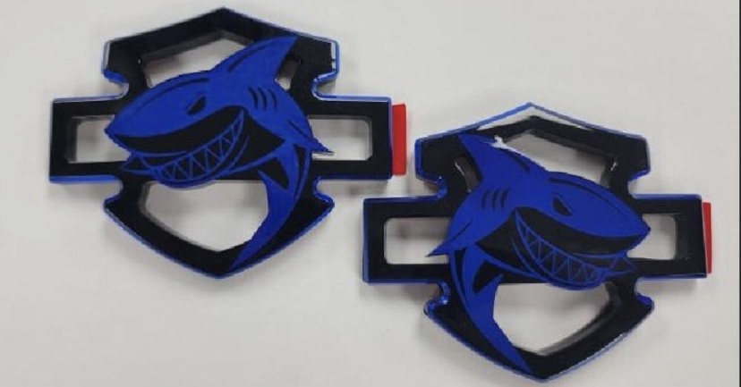 SHARK Custom Gas Tank Aluminum Emblems For Touring 2024+ BLACK & RED - Image 11