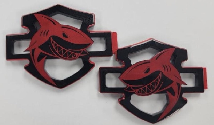 SHARK Custom Gas Tank Aluminum Emblems For Touring 2024+ BLACK & RED - Image 18