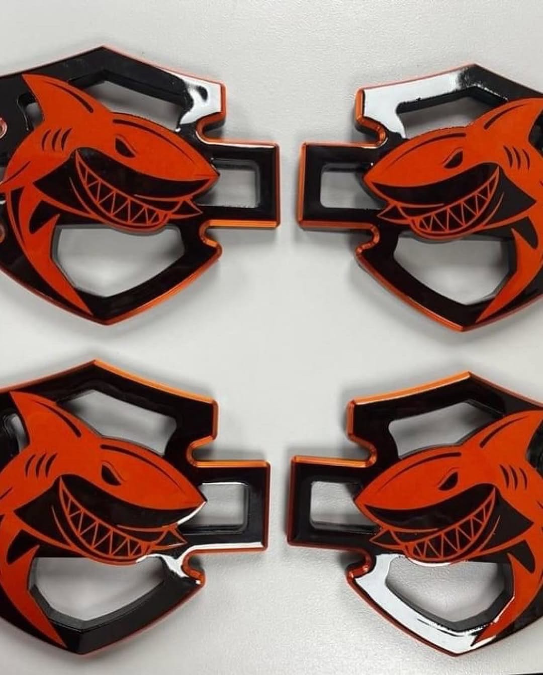 SHARK Custom Gas Tank Aluminum Emblems For Touring 2024+ BLACK & RED - Image 22