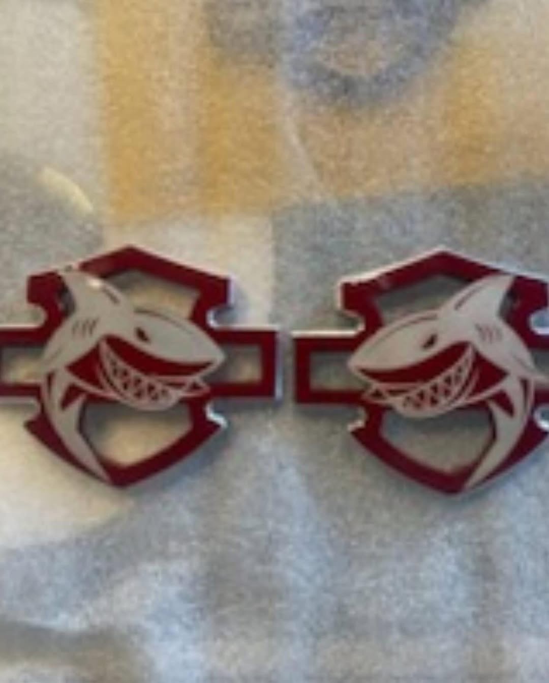 SHARK Custom Gas Tank Aluminum Emblems For Touring 2024+ BLACK & RED - Image 8