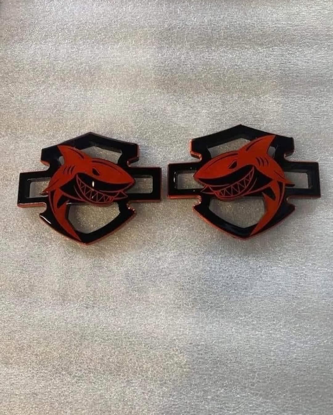 SHARK Custom Gas Tank Aluminum Emblems For Touring 2024+ BLACK & RED - Image 5