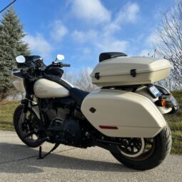 Aurora Blue Denim Razor Tour Pack w/ Slim Backrest & Chrome Hardware for Harley® Touring ’97-’25